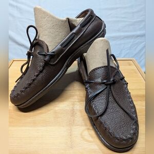 Minnetonka Moccasins Brown Leather Slip On Loafers Size 9.5